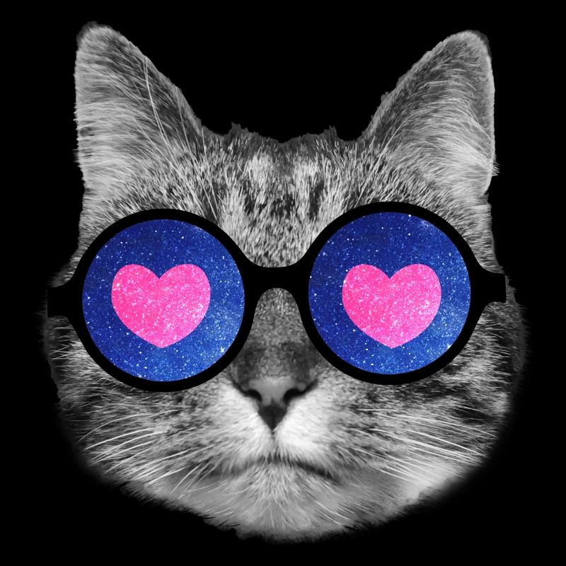 Chat mignon avec des lunettes de cœur rose