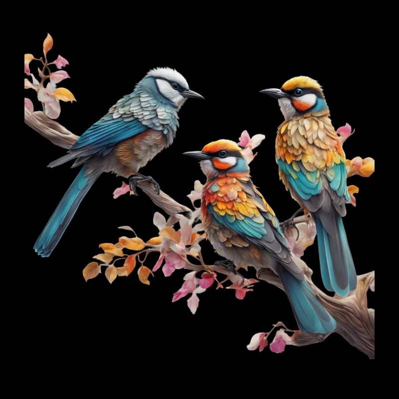 Oiseaux perchés sur une branche