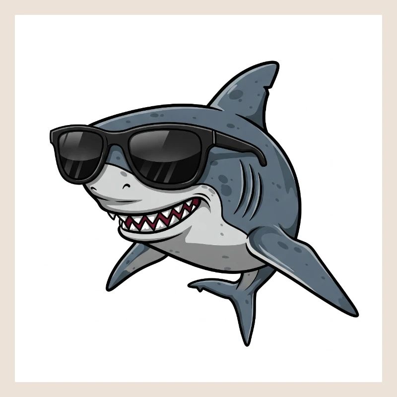 Cool shark with sunglasses
