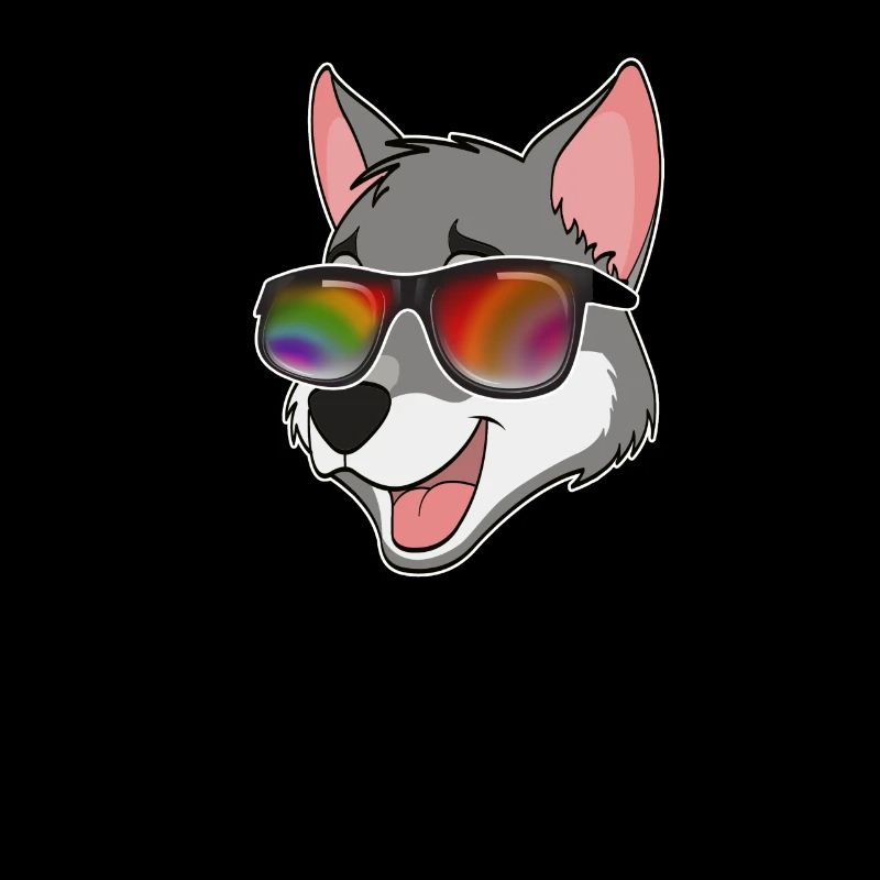 Cooler Wolf mit Sonnenbrille Sommer Comic