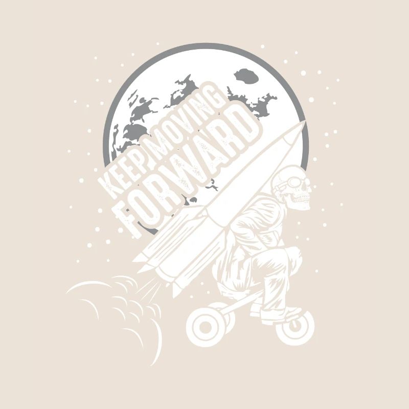 Keep Moving Forward Rocket Tricycle Skeleton Skull