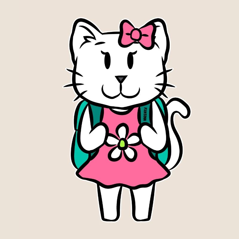 Katze Schule Einschulung Kinder Cartoon Geschenk