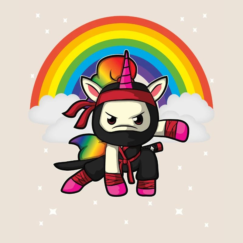 Cadeau arc-en-ciel de licorne ninja