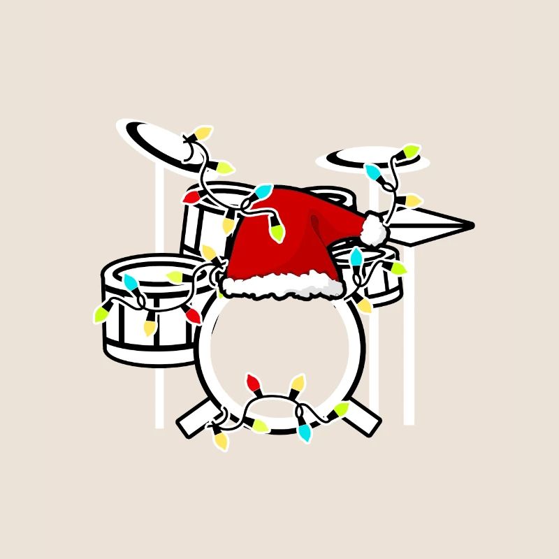 Christmas Drumming Santa Hat Drums Funny Drummer