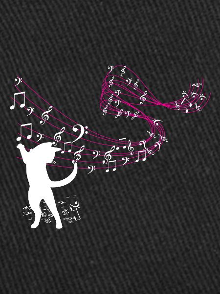 Cat catches music notes