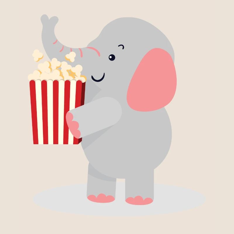 Éléphant avec pop-corn