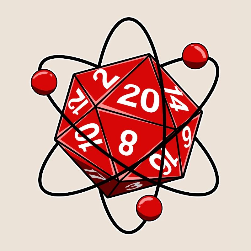 Cube D20 electron physics nerd