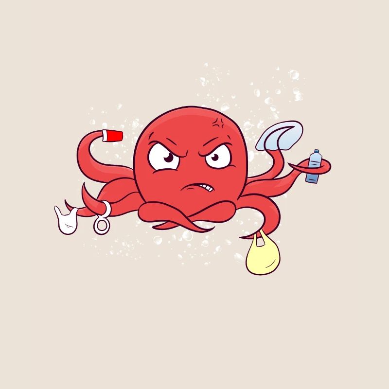 Octopus plastic sea plastic pollution environment