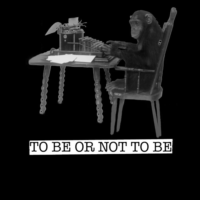 Chimpanzee monkey writes Hamlet typewriter