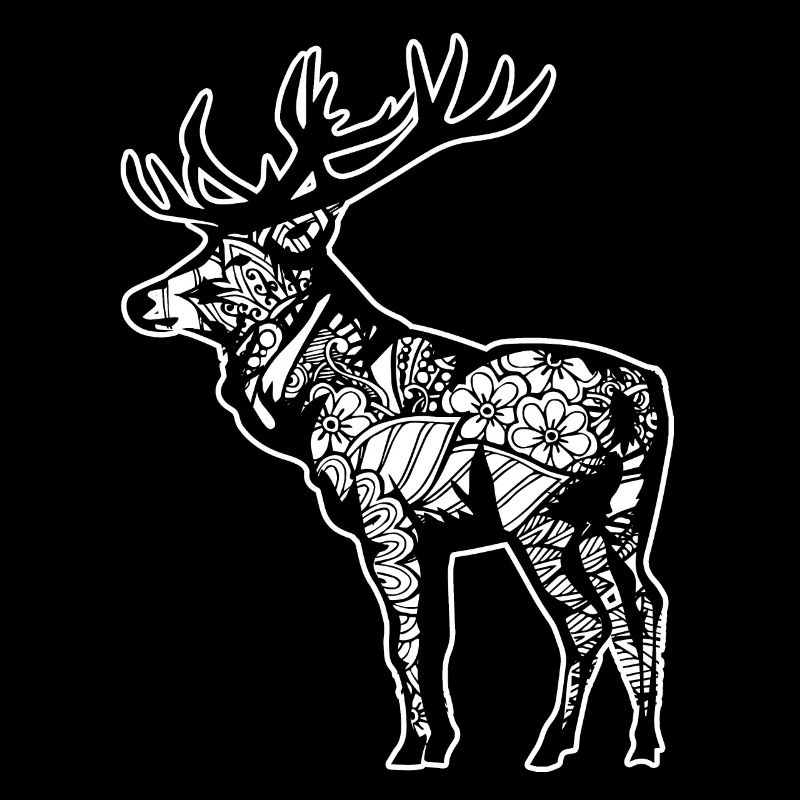 Elk Elk Floral Pattern