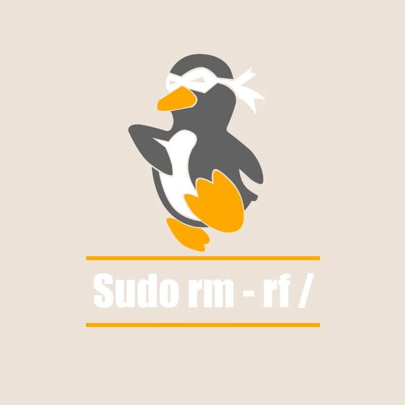 Tux Linux Penguin Sudo Rm Rf Geek Hacker