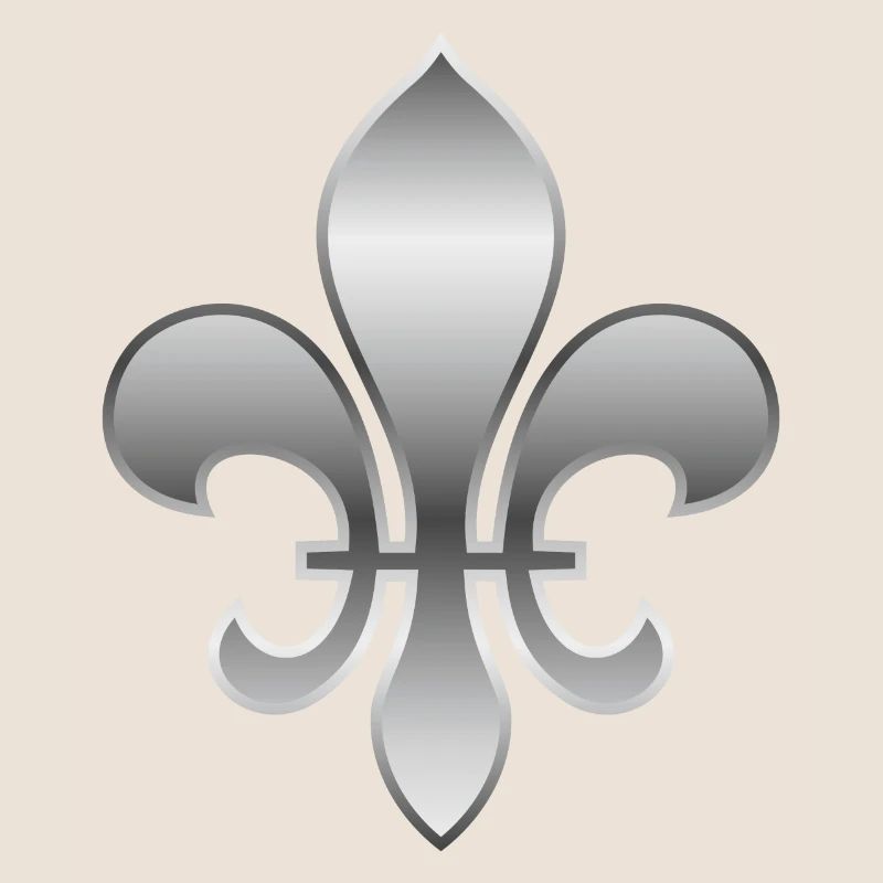 Fleur de Lys / Fleur de Lis Aspect argent métallisé