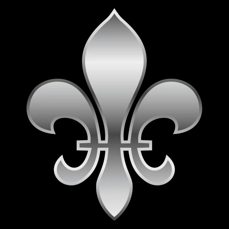 Fleur de Lys / Fleur de Lis Metallic-Silber-Look