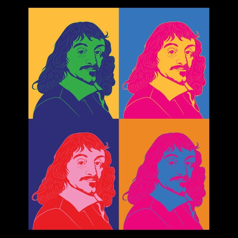 Pop Art Portrait Philosopher Rene Descartes