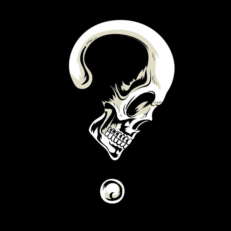 Unique skull in the form of question marks