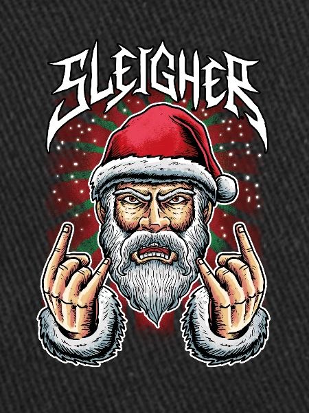 Rockender Weihnachtsmann Sleigher Weihnachtspulli