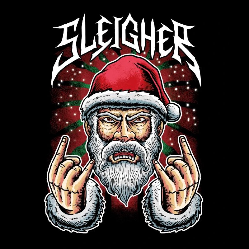 Rockender Weihnachtsmann Sleigher Weihnachtspulli
