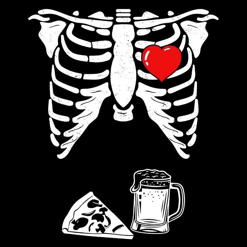 Squelette Grossesse Pizza Bière Xray