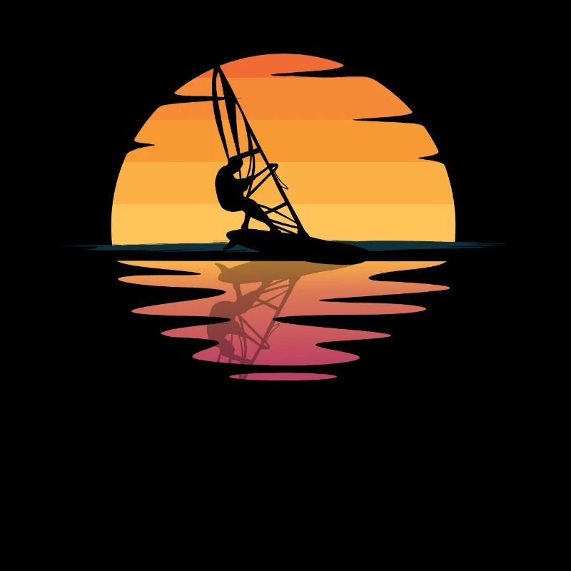Planche à voile au coucher du soleil