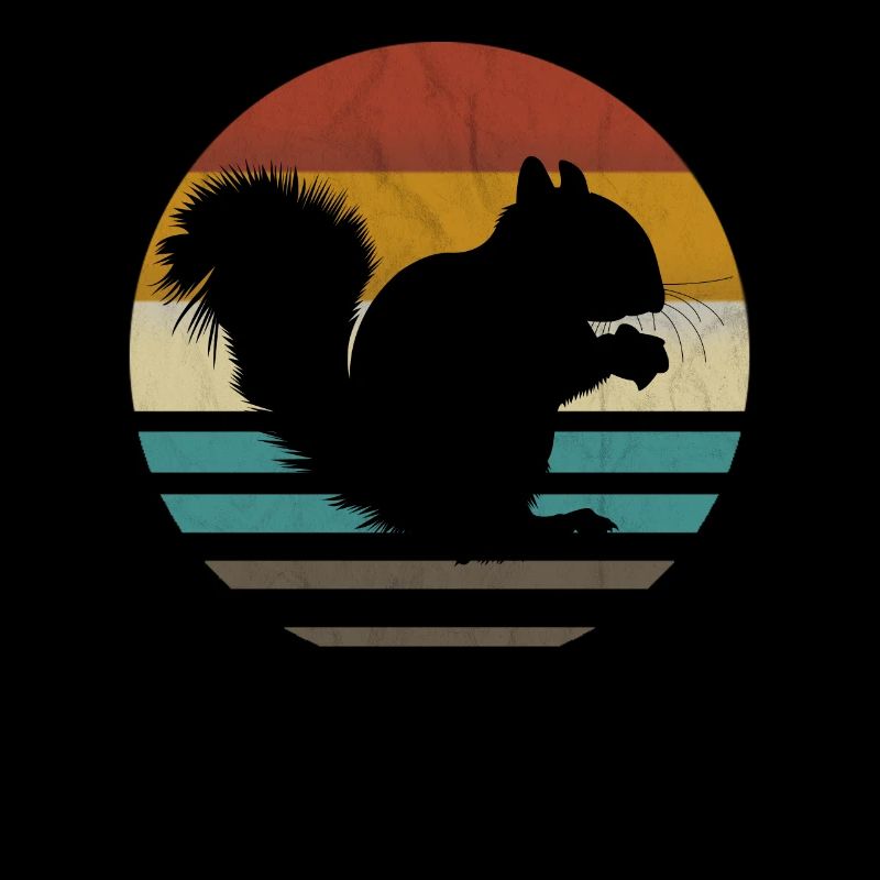 Eichhörnchen mit Nuss Squirrel vintage retro 80er