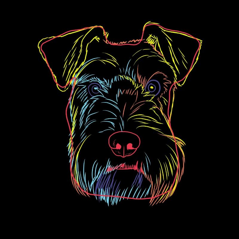 Chien moustache coloré