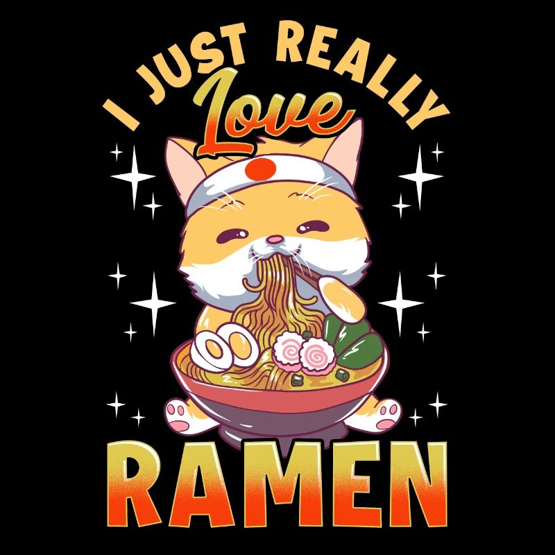 Kawaii Cat J'adore vraiment Ramen Anime Kitty