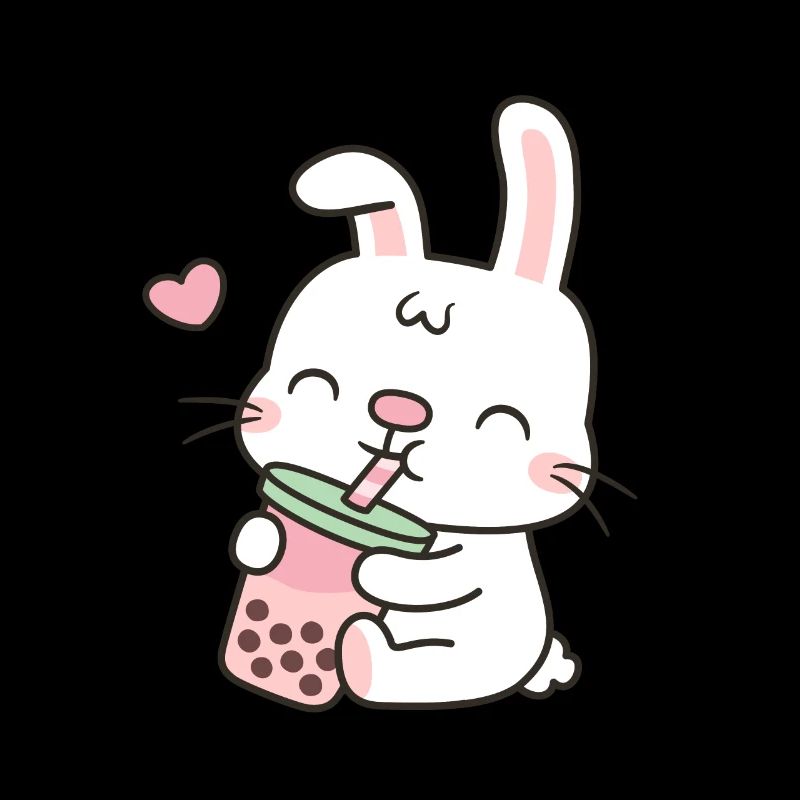 Cute Rabbit Drinking Boba Tea