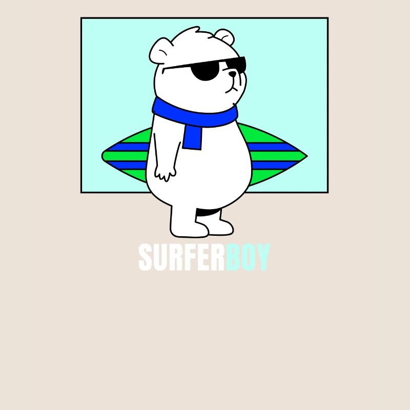 Surfer Boy Icebear Bear Surf Surf Vague Mer