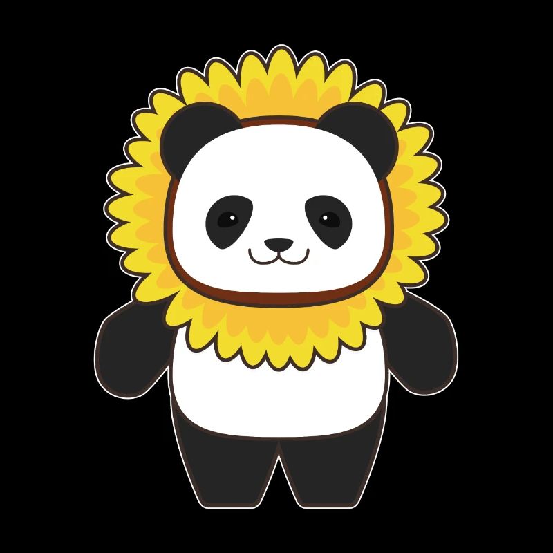 Panda with a sunflower