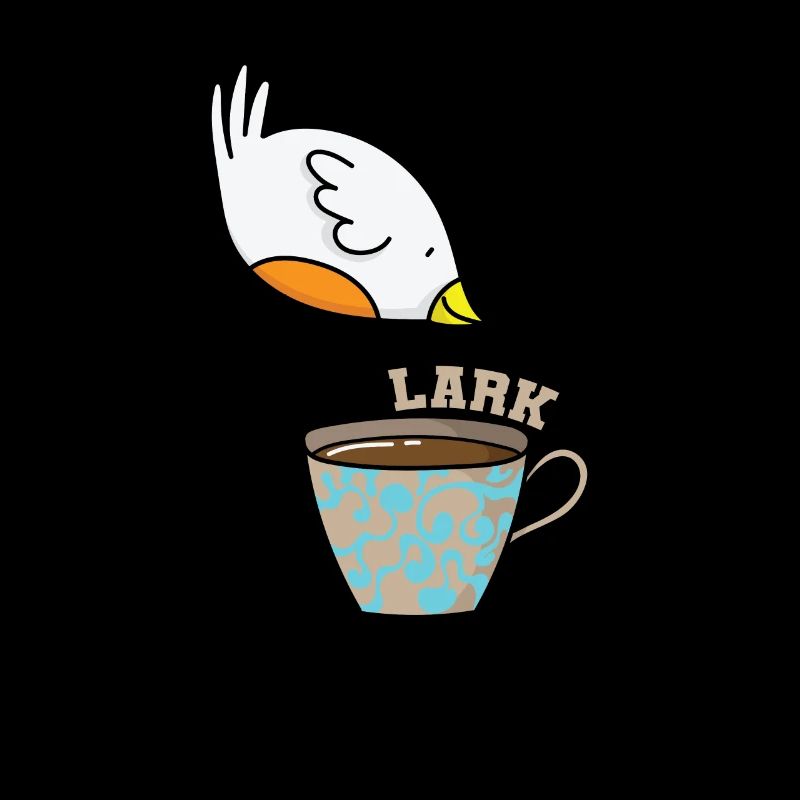 Lark sleep type early riser bird with coffee