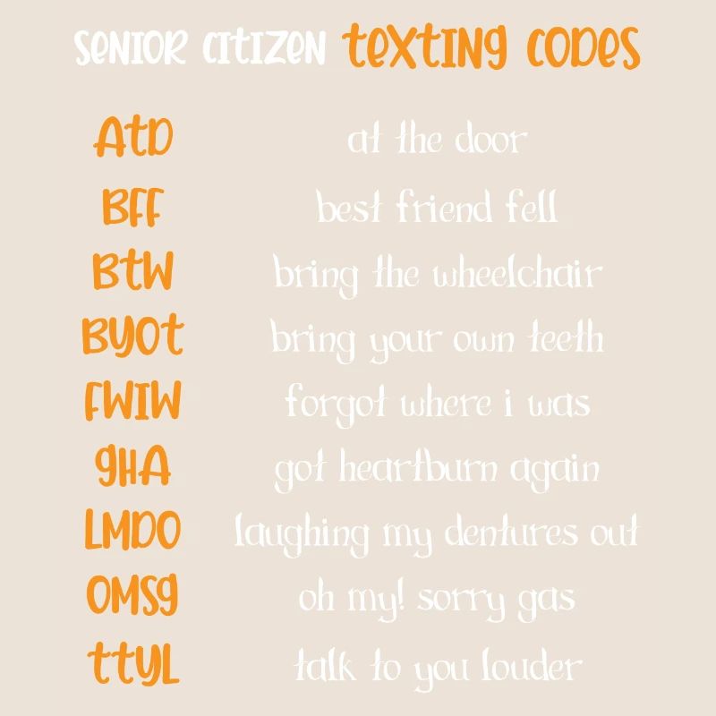 Text-Codes Senior Citizen oder Eldery Person Gesch