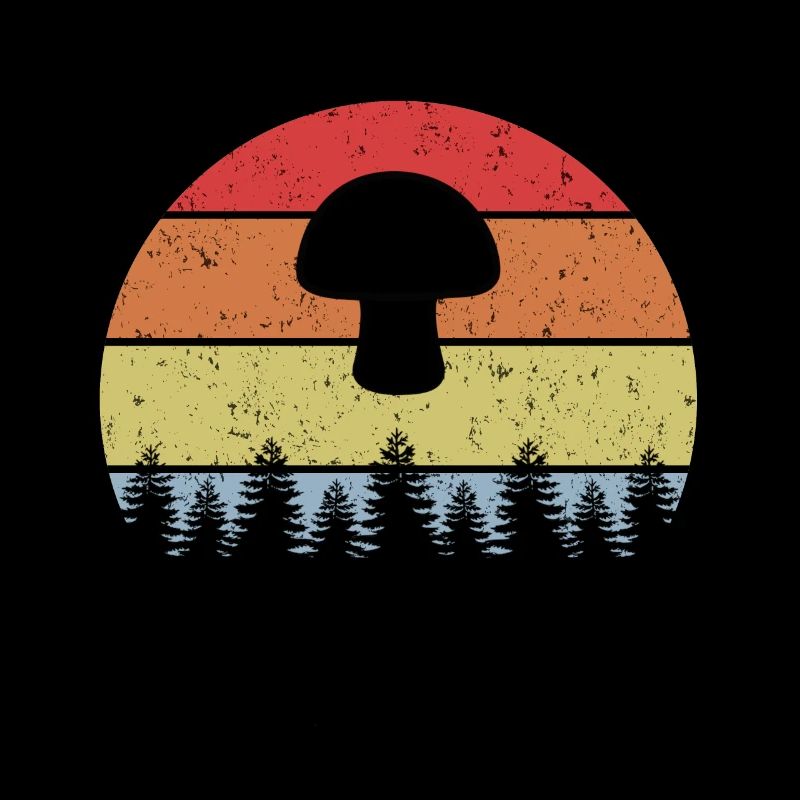 Champignons Cueeil champignons Recherche de champignon Rétro Vintage Design