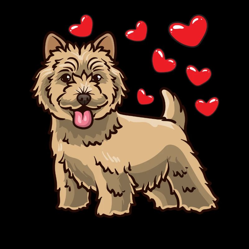Drôle de chien terrier Cairn avec des cœurs