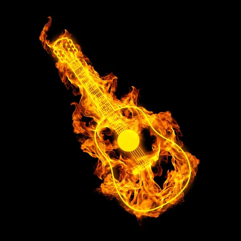 Acoustic Guitar On Fire Guitar Lover Gift Idea