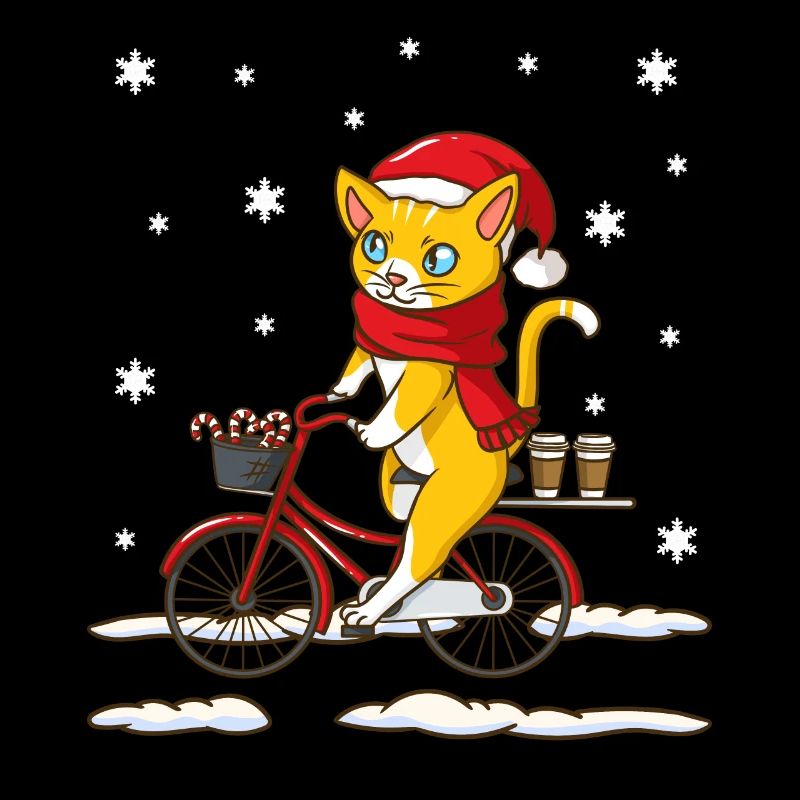Chat de Noël sur vélo