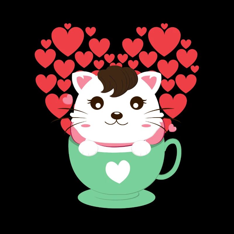 Chat avec des cœurs