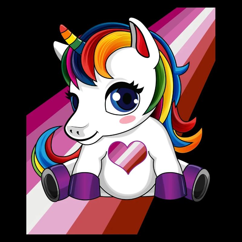 Licorne avec coeur de drapeau lesbien - LESBIENNE LGBTQ