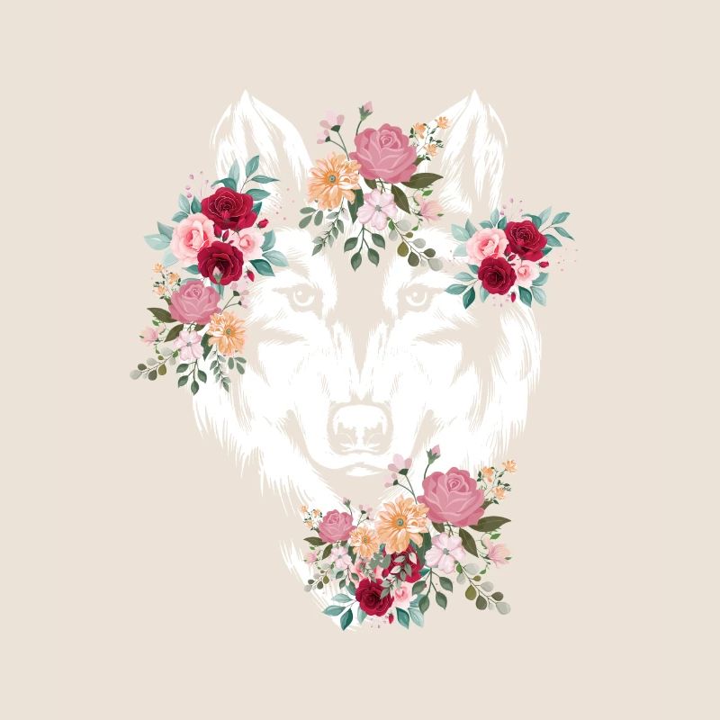 Wolf Wolfskopf Fleurs Déco