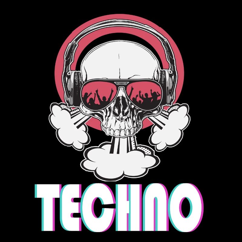 Techno music tête de mort avec lunettes de soleil