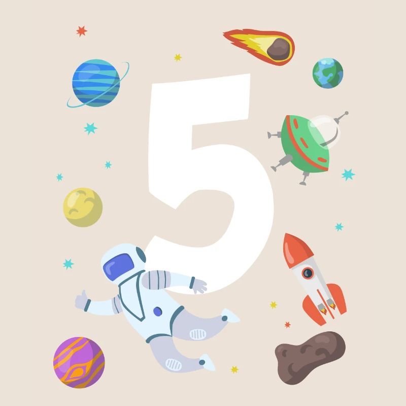 5ème anniversaire astronaute fusée 5 ans de l’espace