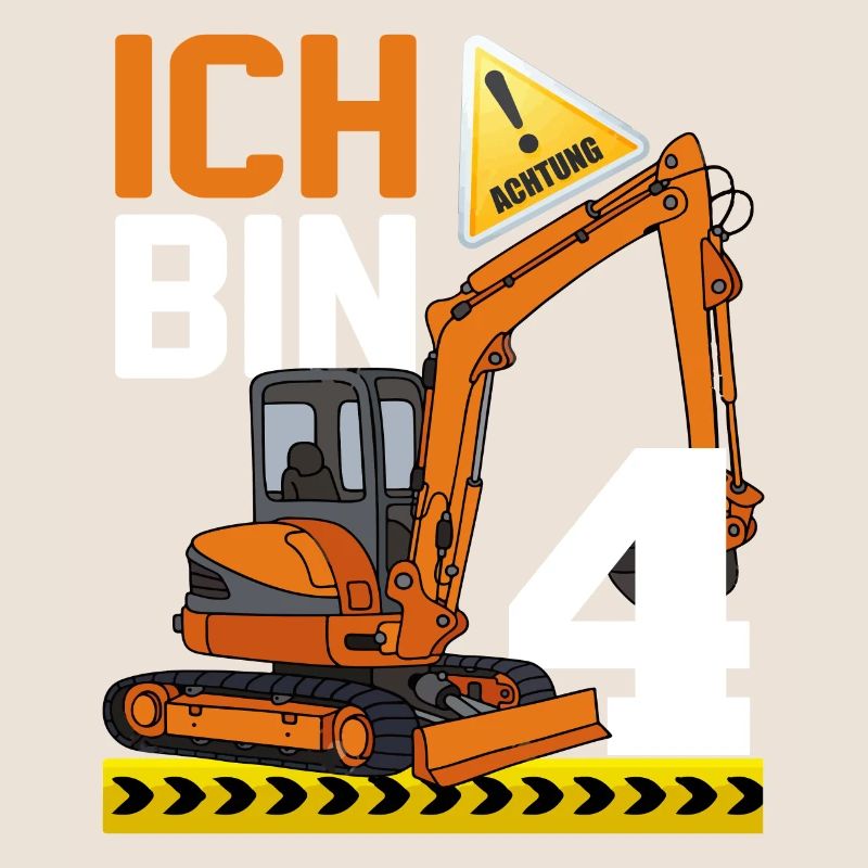 4. Geburtstag Achtung Ich Bin 4 Bagger Baustelle