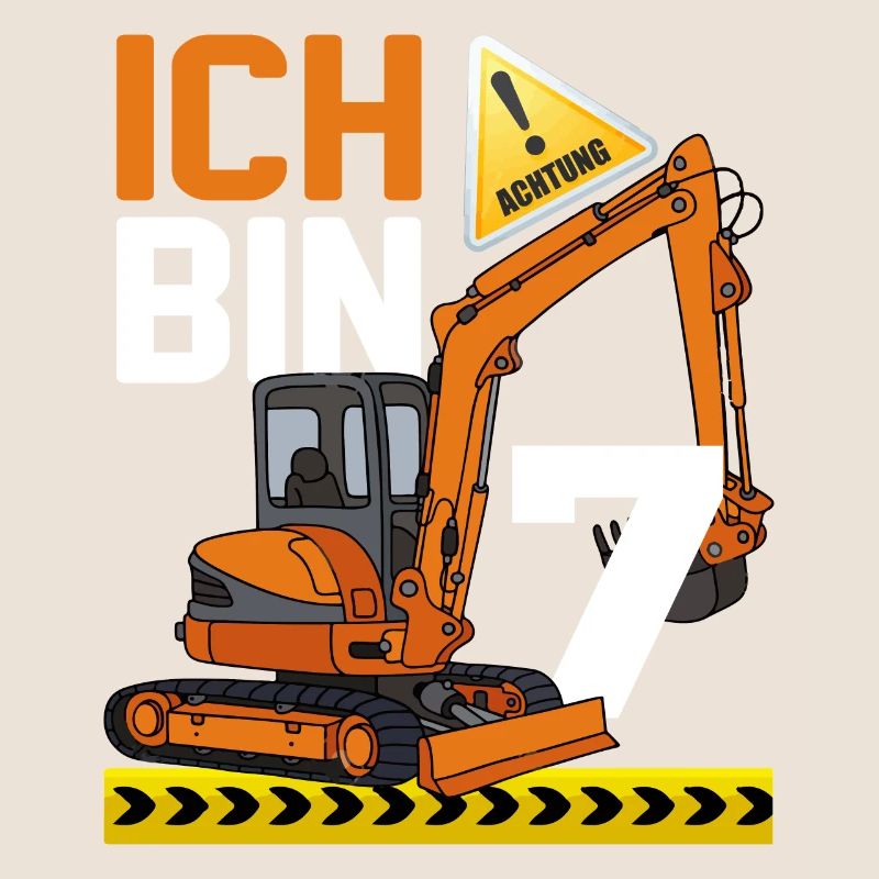7. Geburtstag Achtung Ich Bin 7 Bagger Baustelle