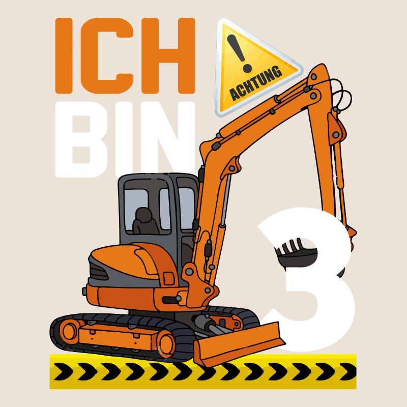 3. Geburtstag Achtung Ich Bin 3 Bagger Baustelle