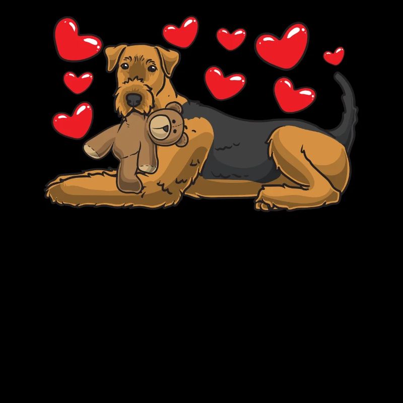 Airedale Terrier mit Stofftier