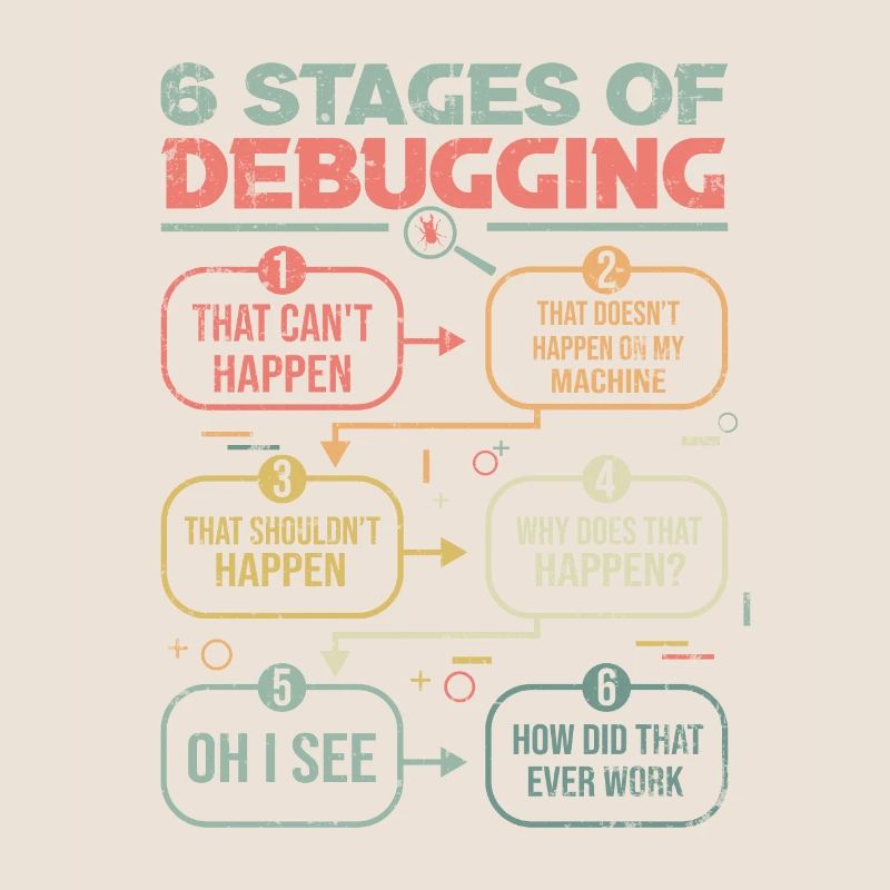 Programmer Gift Idea 6 stages of debugging
