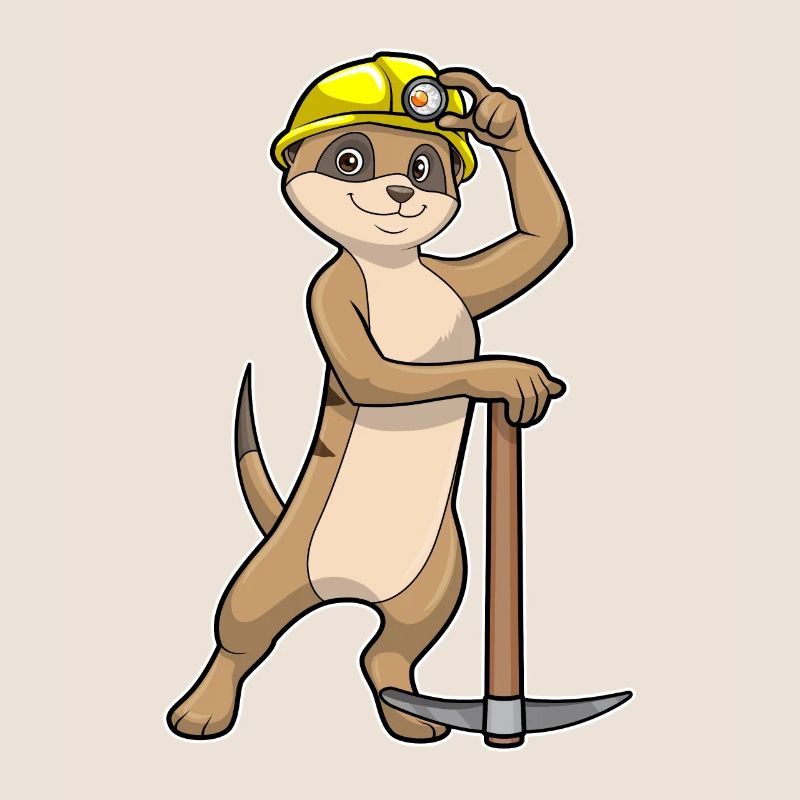 Suricate comme mineur avec pioche