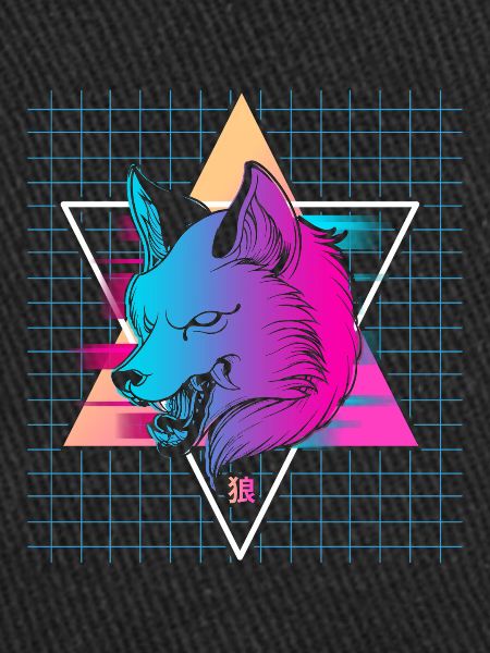 Japan Vaporwave Wolf
