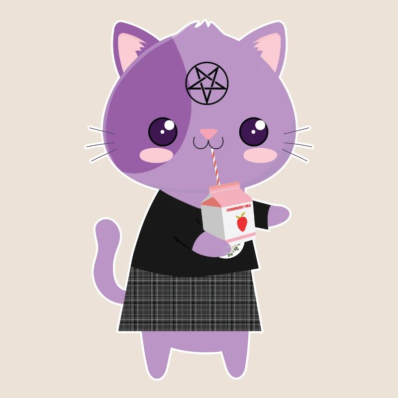 Katze Erdbeermilch Goth-Katze Goth Geschenk