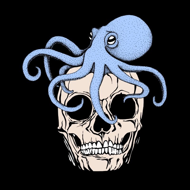 Octopus on skull funny octopus cool gothic