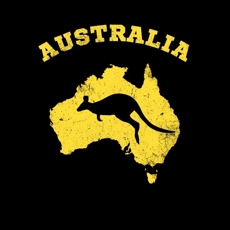 Kangaroo Australia Patriotic Vintage Map